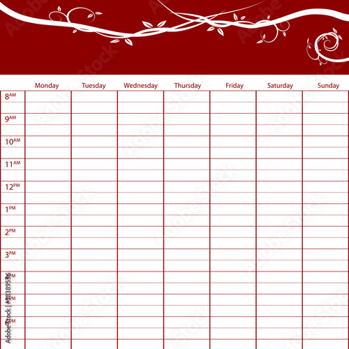 Weekly Time Management Task Chart