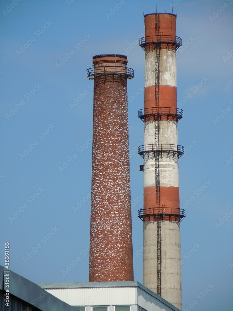 Two  tall chimneys