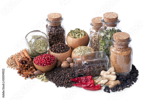 still life of different spices and herbs