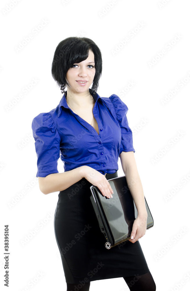 Portrait of a business woman with laptop.