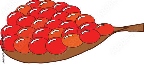 Spoon with red caviar