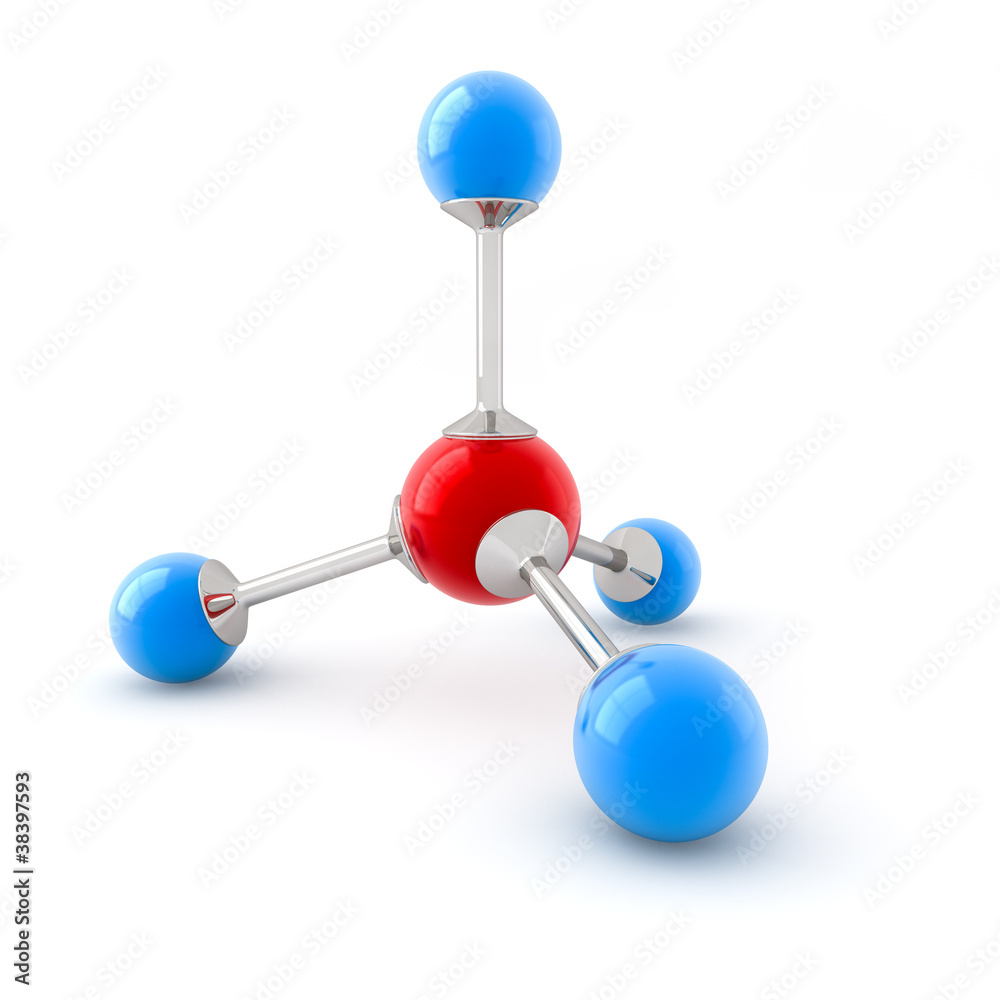 3d illustration of a methane molecule isolated on white 3d illustration of a methane molecule isolated on white