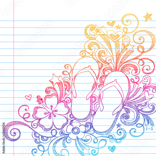 Sketchy Flip Flops Beach Doodle Vector