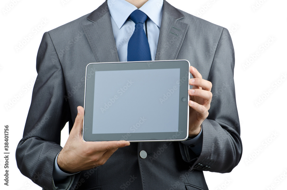 Businessman working on tablet computer Businessman working on tablet computer
