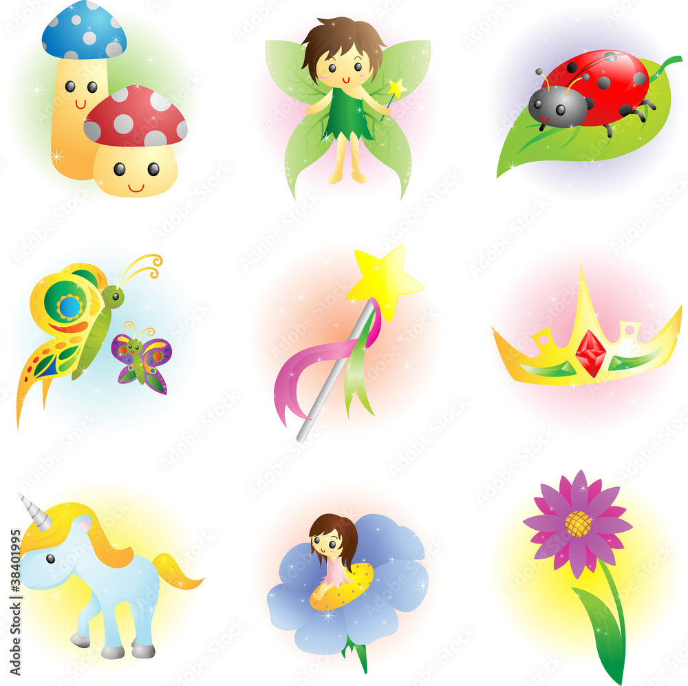 Fototapeta premium Fantasy fairy icons