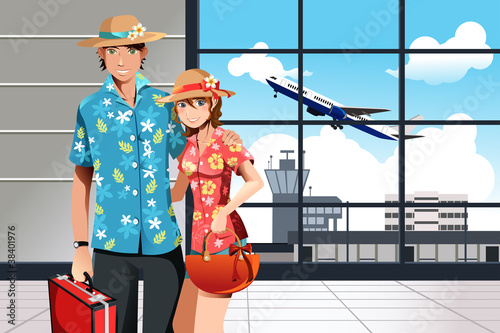 Summer traveling couple