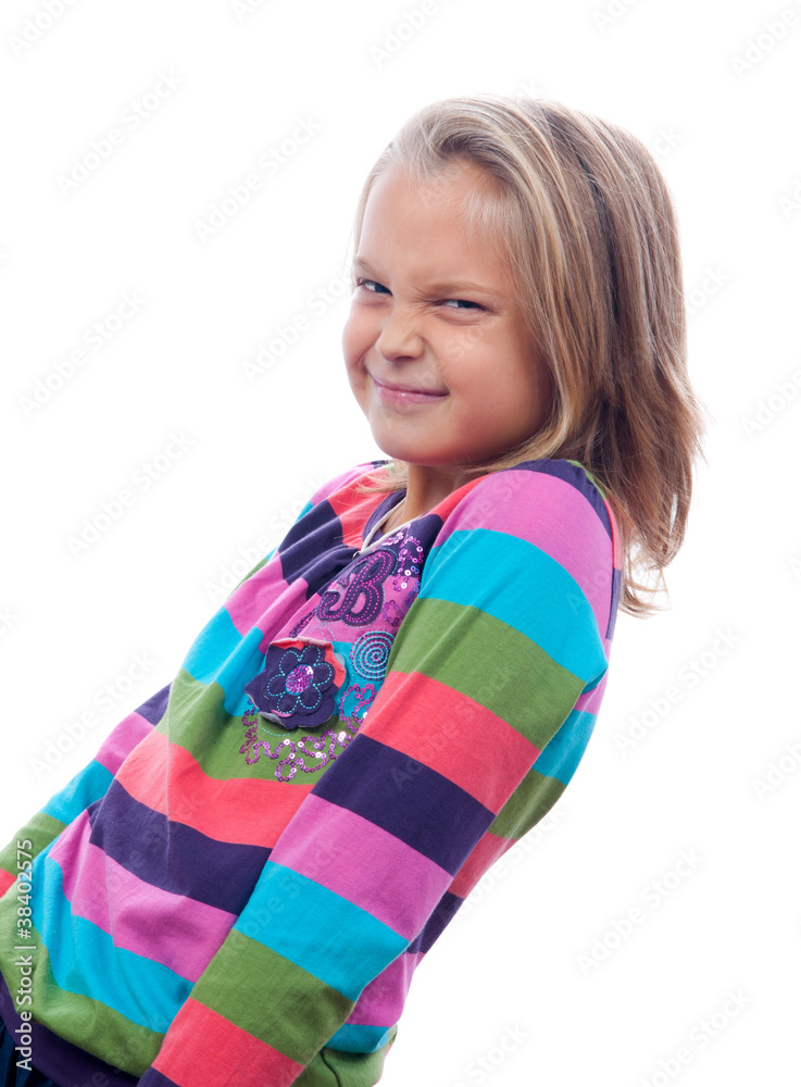 Pretty smiling girl with blonde hair isolated on white Pretty smiling girl with blonde hair isolated on white
