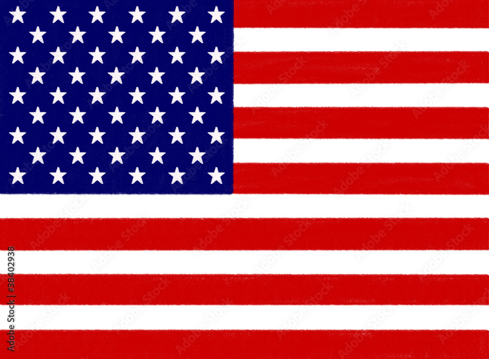 Fototapeta premium America flag drawing by pastel on charcoal paper