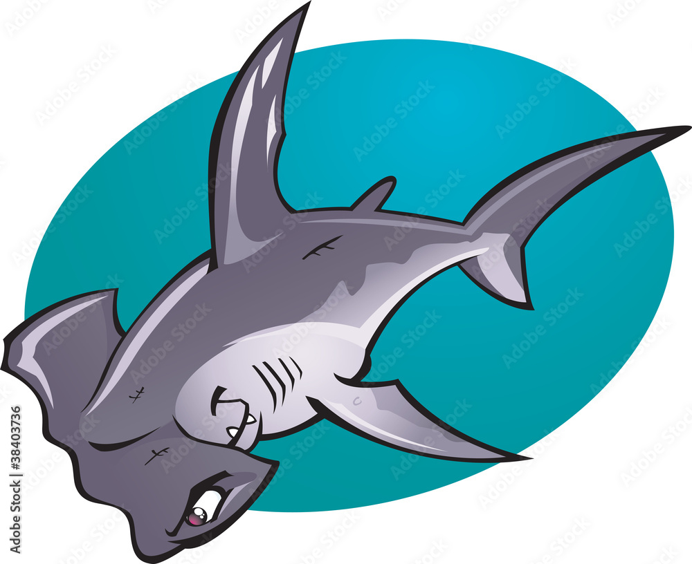 Obraz premium Cartoon Hammer head Shark