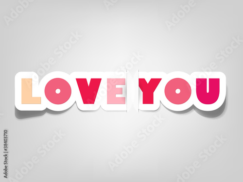 vector i love you; realistic cut, takes the background color