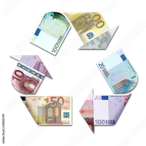 recycle symbol made with euro