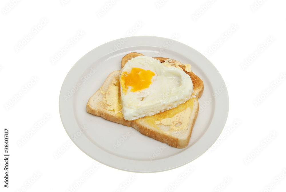 Heart shaped fried egg