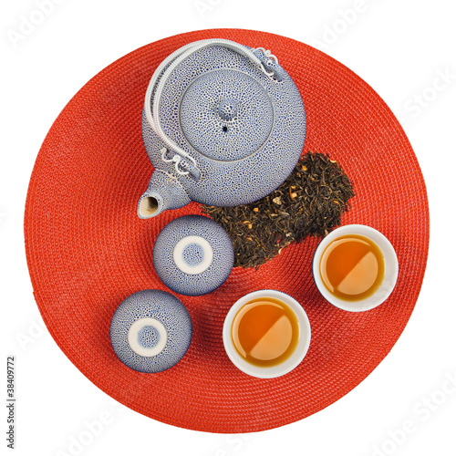 Obraz na płótnie Set of healthy oriental tea w salonie