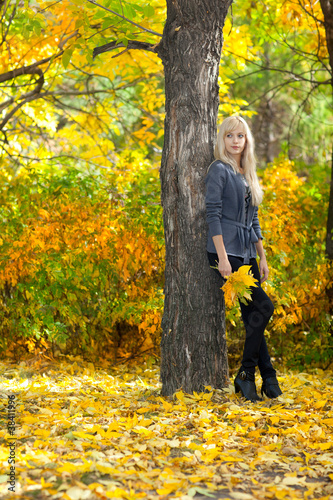 Young beautiful woman in autumn park © Serg Zastavkin