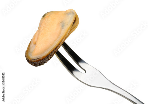 mussel on a fork