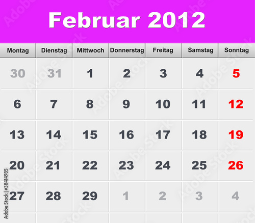 Monatskalender - Februar 2012