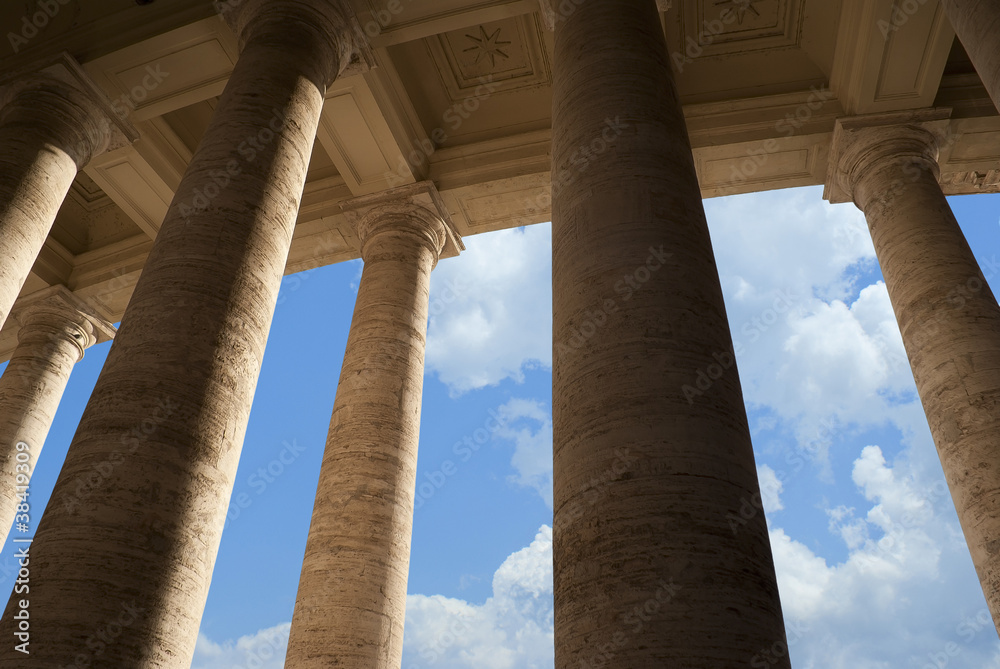 Famous colonnade of St. Peter's Basilica in Vatican, Rome, Italy