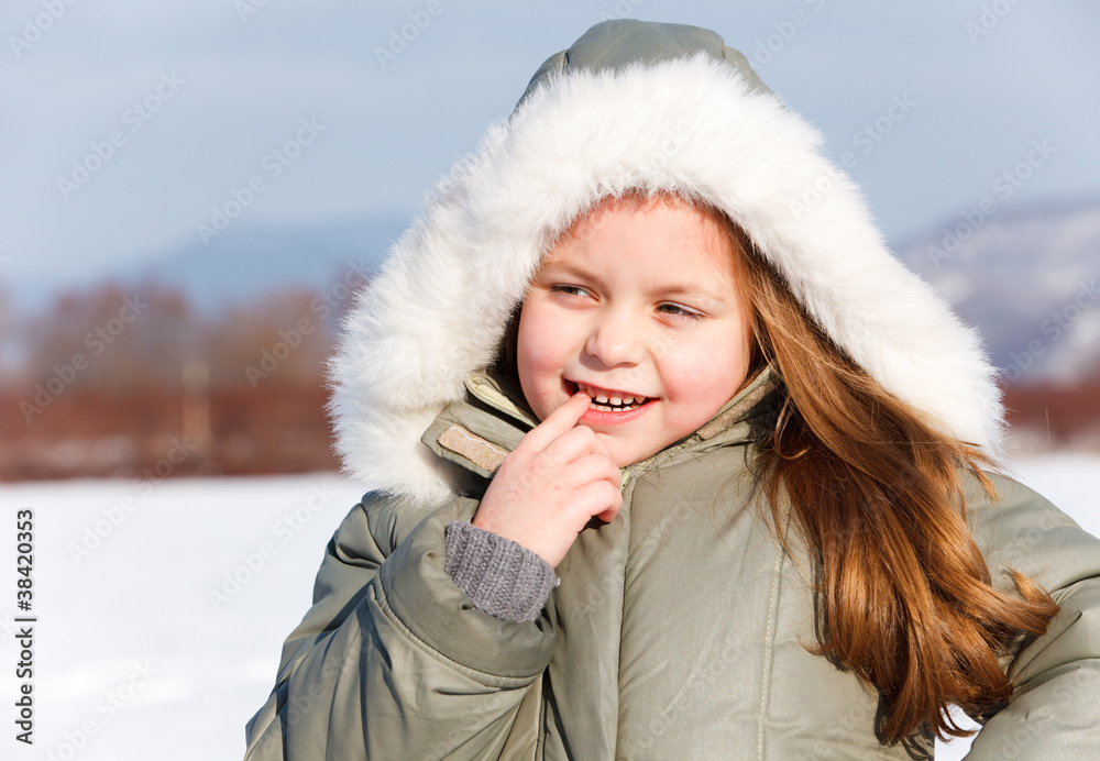 portrait young girl in winter park portrait young girl in winter park