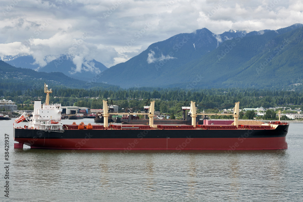Bulk transport ocean going ship in Vancouver's port (Canada).
