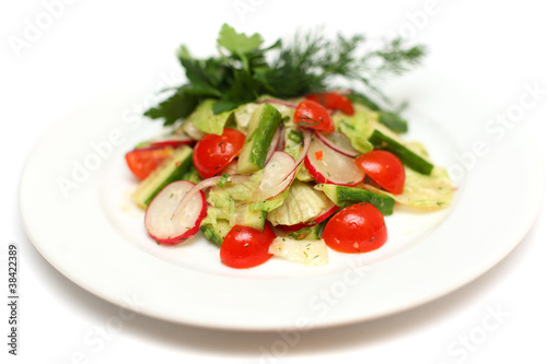 Vegetables salad - gourmet food isolated on white background