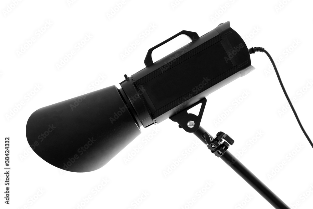 Studio flash with background reflector Studio flash with background reflector