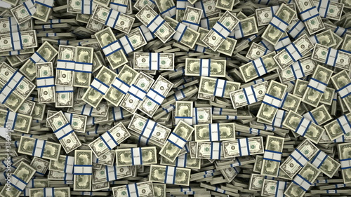 Filling the frame with US dollar bundles. Wealth and money
