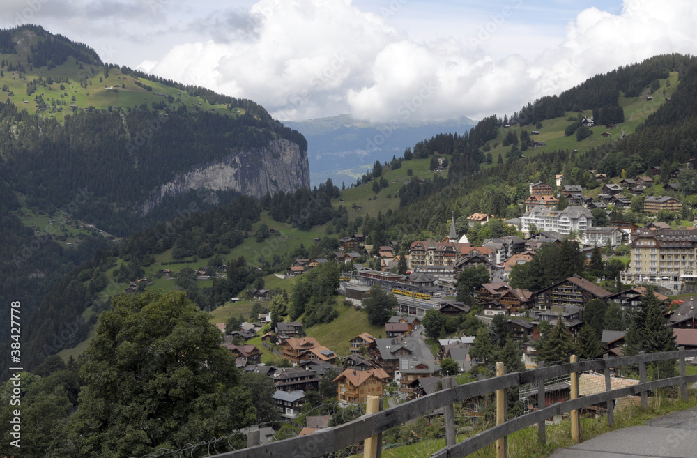 Village of Wengen above Lauterbrunnen Valley