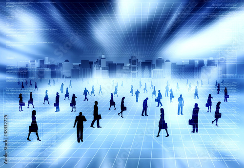 Virtual city with virtual business people