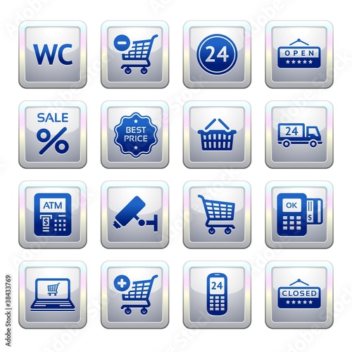 Set pictograms supermarket services, Shopping symbols