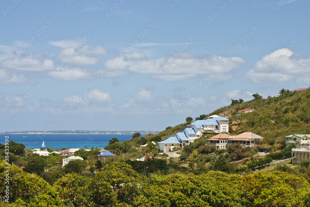 Sailboat in Bay Beyond Barbados Homes