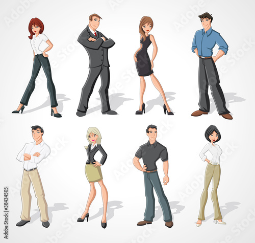 Group cartoon business people