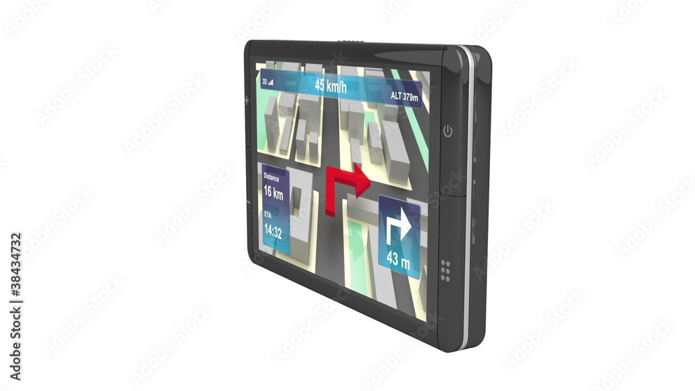 Navigation device rotates on white background Navigation device rotates on white background