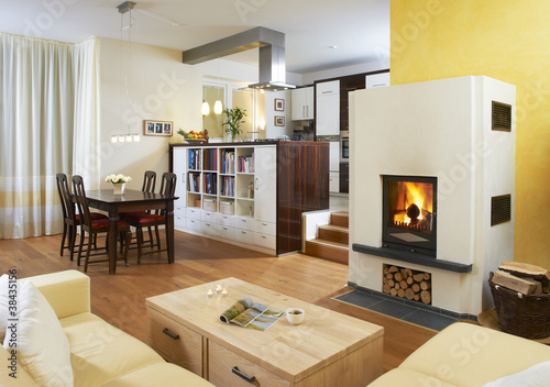 Kaminofen in Wohnzimmer - Küche