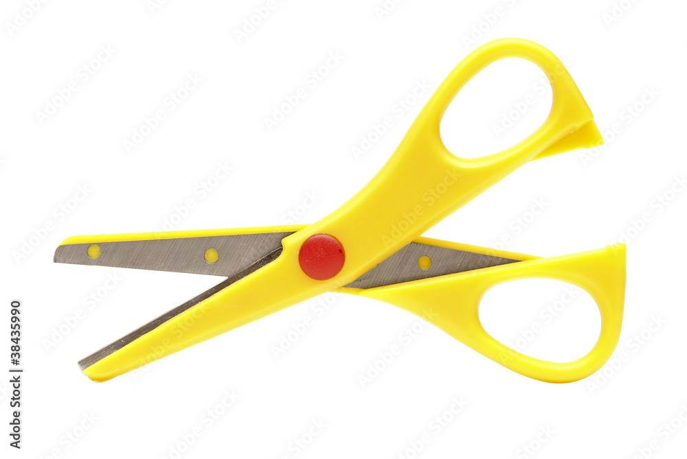 Yellow scissors isolated on a white background Yellow scissors isolated on a white background