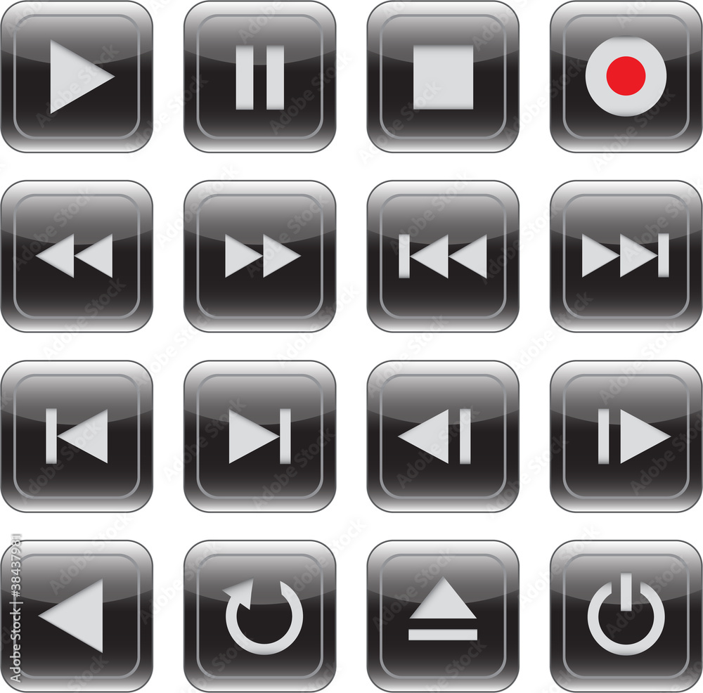Multimedia control glossy icon set Multimedia control glossy icon set
