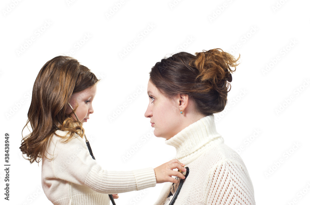 Mother and her little doctor. Mother and her little doctor.