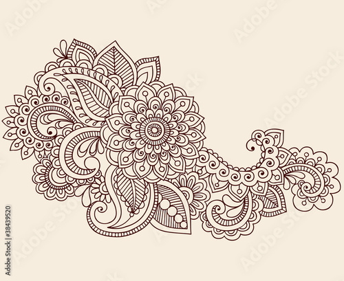 Henna Anstract Flowers Paisley Design Element Vector