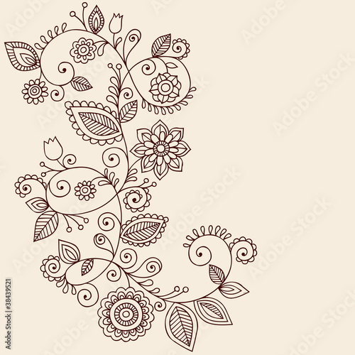 Fototapeta Naklejka Na Ścianę i Meble -  Elegant Henna Vines Doodle Vector Illustration