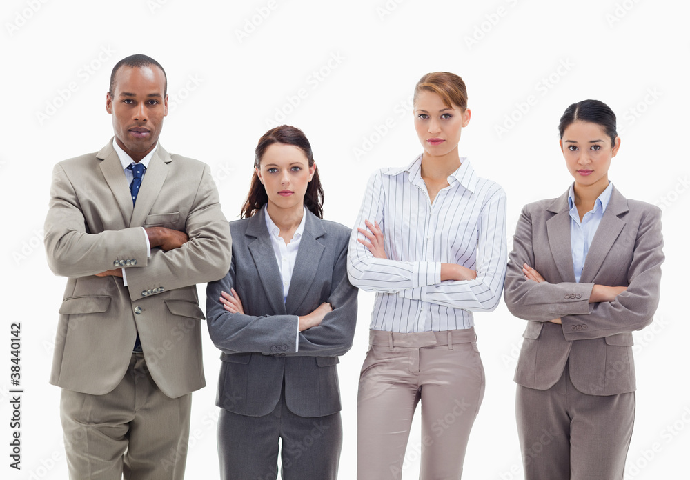 Business team side by side crossing their arms Business team side by side crossing their arms