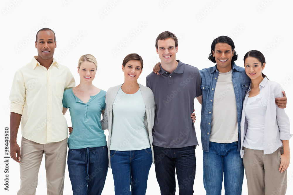 People smiling arms in arms People smiling arms in arms