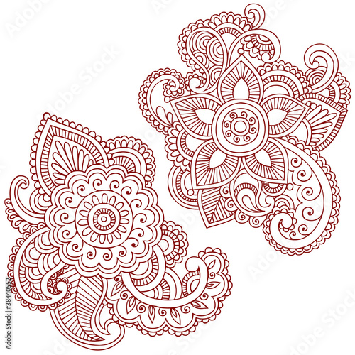 Henna Flower Doodles Vector Design Elements