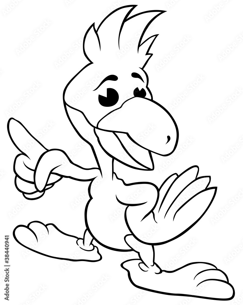 Cockatoo - Black and White Cartoon Illustration Cockatoo - Black and White Cartoon Illustration