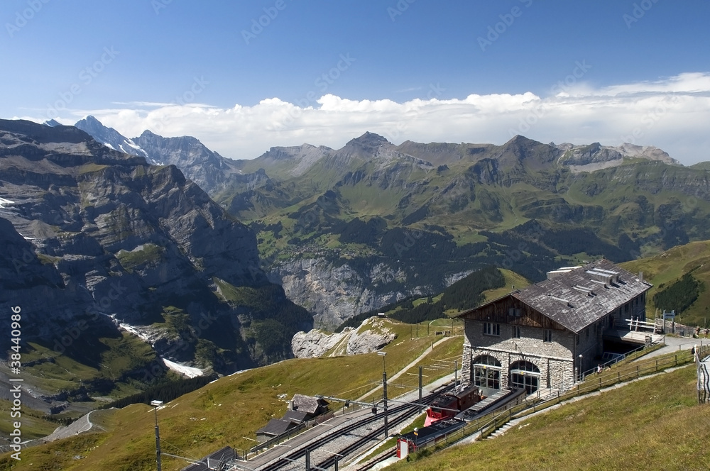 railway station in the Swiss mountains