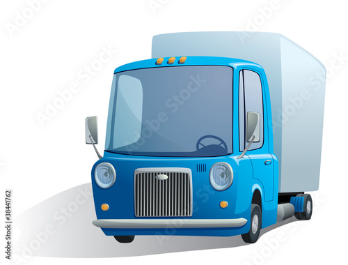 illustration of a blue retro truck