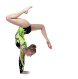 Young professional gymnast stand on splits