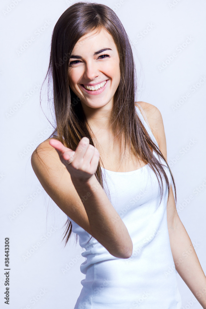 studio portrait of a beautiful brunette with expressions studio portrait of a beautiful brunette with expressions