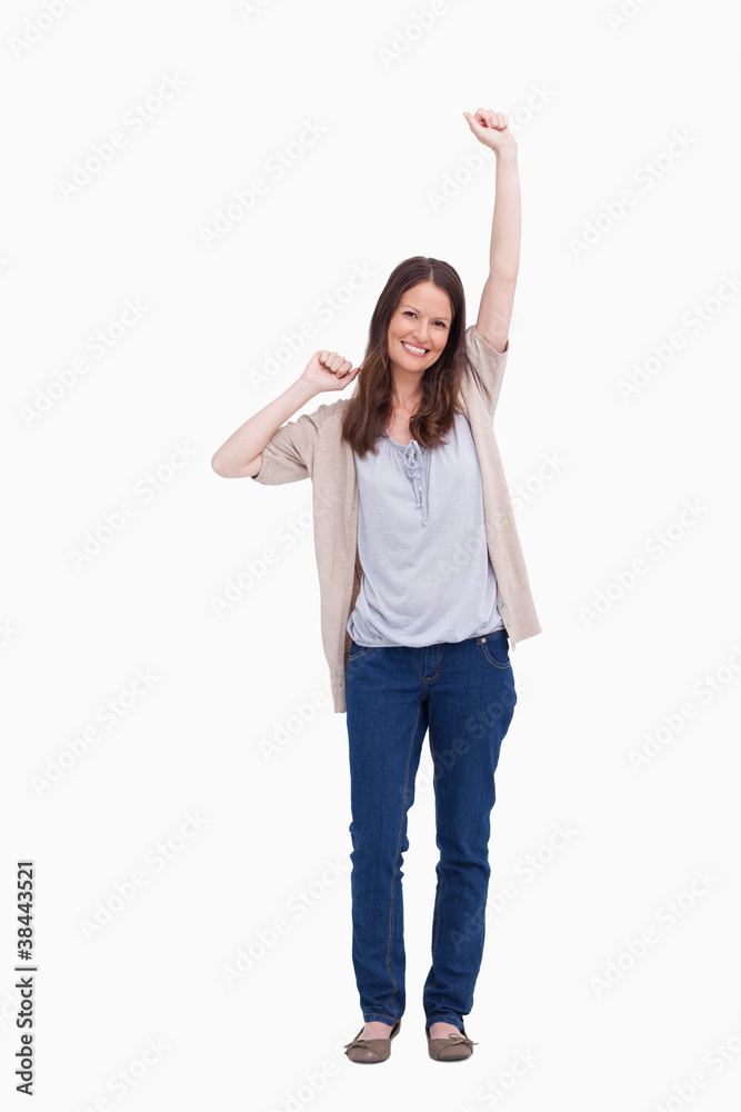 Smiling woman stretching Smiling woman stretching