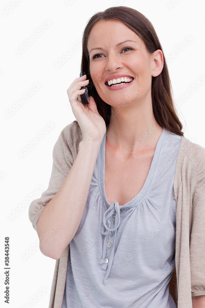 Close up of laughing woman on her cellphone Close up of laughing woman on her cellphone