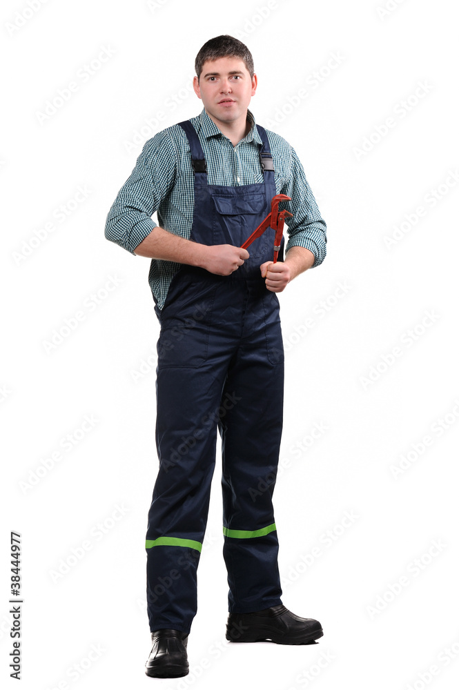 Mechanic with tools isolated on the white background Mechanic with tools isolated on the white background