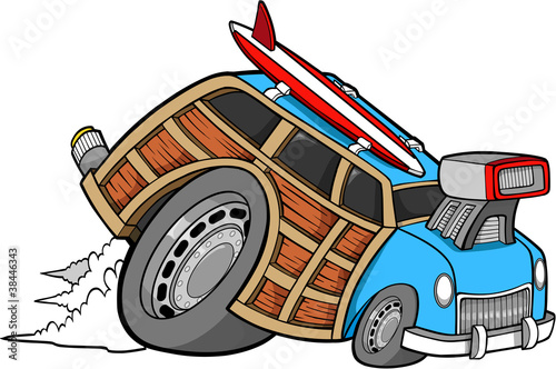Woody Wagon Racer Car Vector